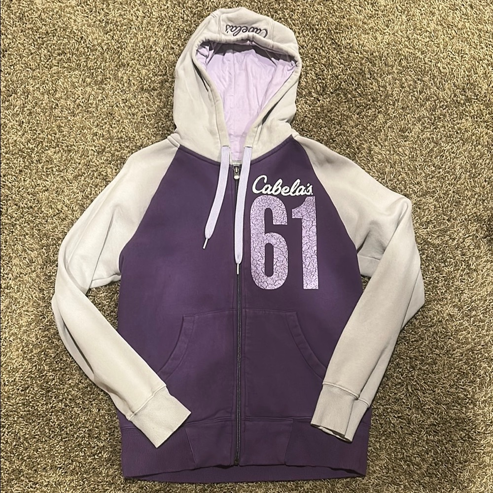 Cabela's Lavender and Light Gray Zip-Up Hoodie